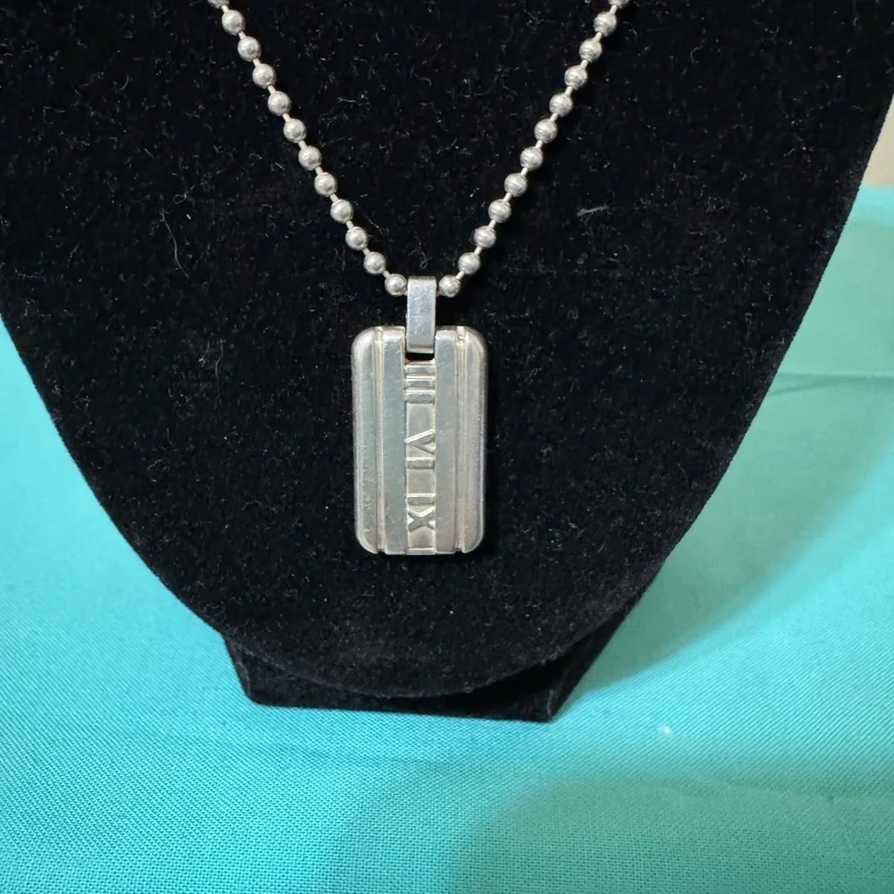 Tiffany & Co. .925 Sterling Silver Atlas Roman Numeral Pendant/Necklace